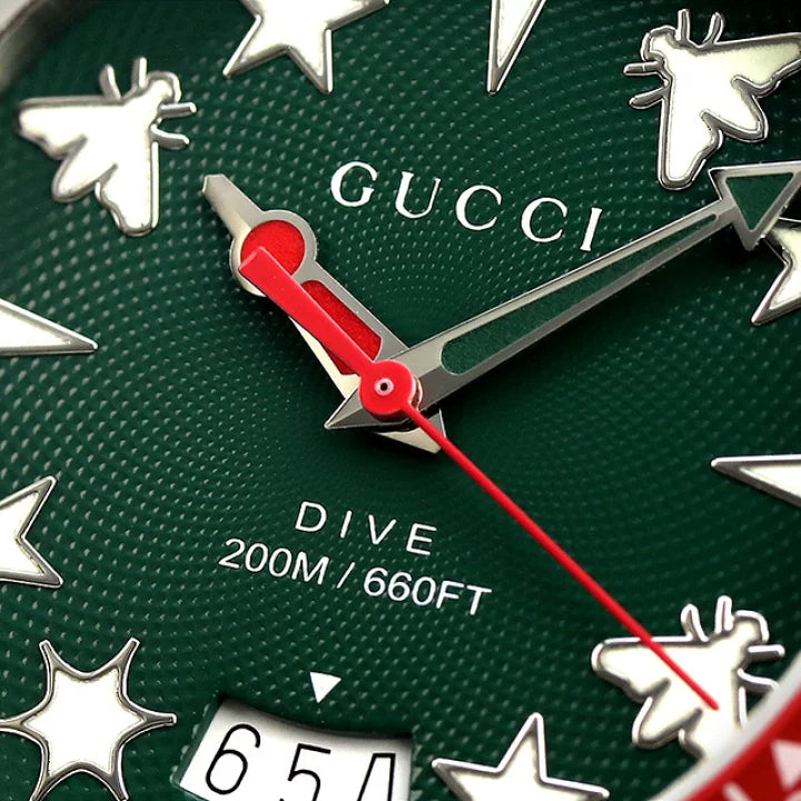  Shop Authentic Gucci Dive Quartz Green Dial Two Tone NATO Strap Watch For Men - YA136339 - Luxxuri