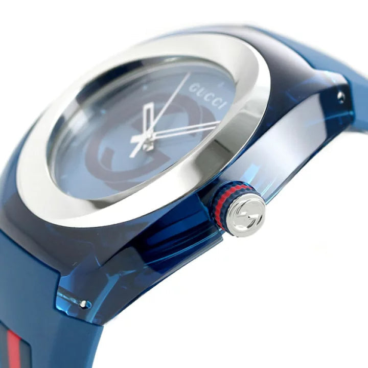  Shop Authentic Gucci Sync XXL Quartz Blue Dial Blue Rubber Strap Watch For Men - YA137104 - Luxxuri