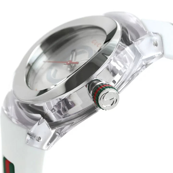  Shop Authentic Gucci Sync Quartz White Dial White Rubber Strap Unisex Watch - YA137302 - Luxxuri