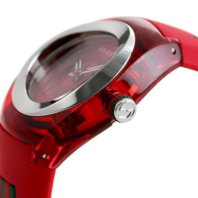  Shop Authentic Gucci Sync Quartz Red Dial Red Rubber Strap Watch For Women - YA137303 - Luxxuri