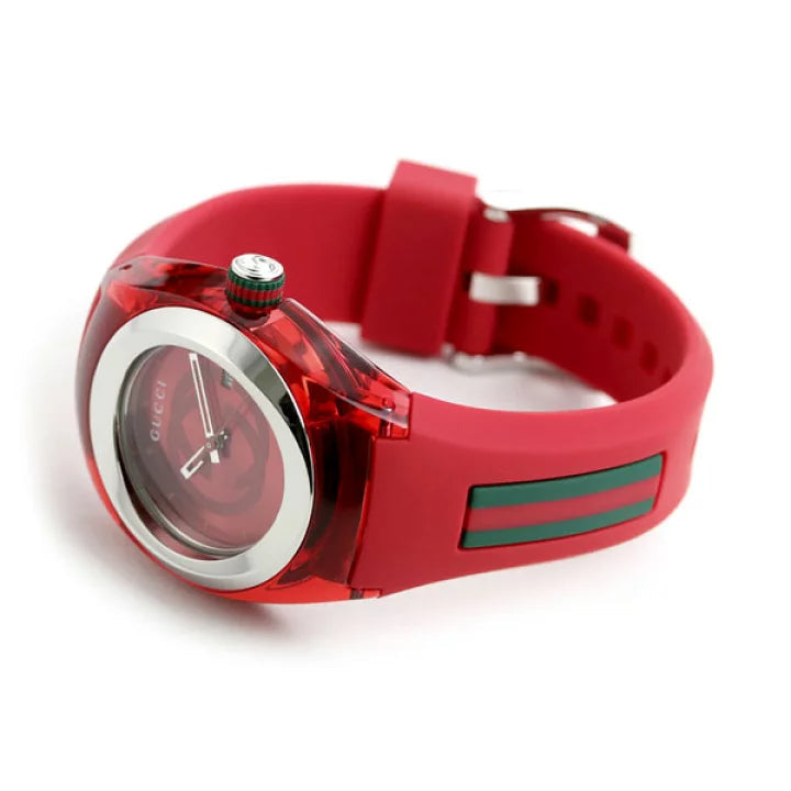  Shop Authentic Gucci Sync Quartz Red Dial Red Rubber Strap Watch For Women - YA137303 - Luxxuri