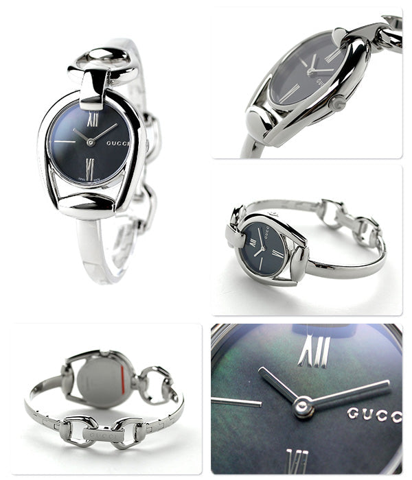  Shop Authentic Gucci Horsebit Collection Mother of Pearl Black Dial Silver Steel Strap Watch For Women - YA139503 - Luxxuri