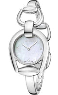  Shop Authentic Gucci Horsebit Collection Diamonds Mother of Pearl Dial Silver Steel Strap Watch For Women - YA139506 - Luxxuri