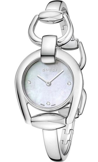  Shop Authentic Gucci Horsebit Collection Diamonds Mother of Pearl Dial Silver Steel Strap Watch For Women - YA139506 - Luxxuri