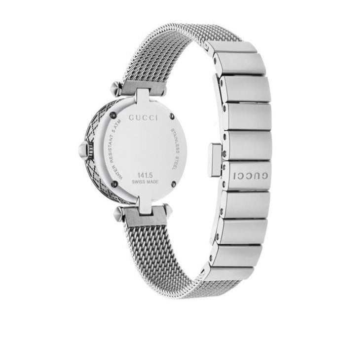  Shop Authentic Gucci Diamantissima Quartz Diamonds Mother of Pearl Dial Silver Mesh Bracelet Watch for Women - YA141504 - Luxxuri