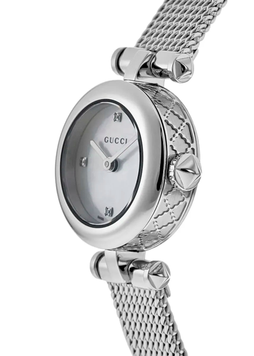  Shop Authentic Gucci Diamantissima Diamonds Mother of Pearl Dial Silver Mesh Bracelet Watch for Women - YA141512 - Luxxuri