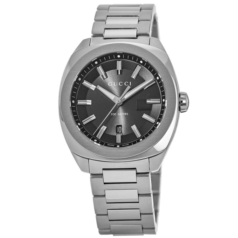  Shop Authentic Gucci GG2570 Quartz Black Dial Silver Steel Strap Watch For Men - YA142301 - Luxxuri