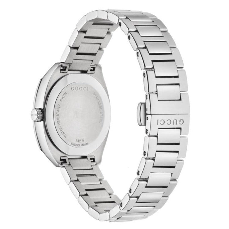  Shop Authentic Gucci GG2570 Diamonds Black Dial Silver Steel Strap Watch For Women - YA142503 - Luxxuri