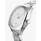  Shop Authentic Gucci G Frame Quartz Diamonds Silver Dial Silver Steel Strap Watch For Women - YA142504 - Luxxuri
