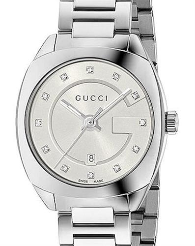  Shop Authentic Gucci G Frame Quartz Diamonds Silver Dial Silver Steel Strap Watch For Women - YA142504 - Luxxuri