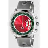  Shop Authentic Gucci Grip Quartz Chronograph Red Dial Silver Steel Strap Watch For Men - YA157303 - Luxxuri
