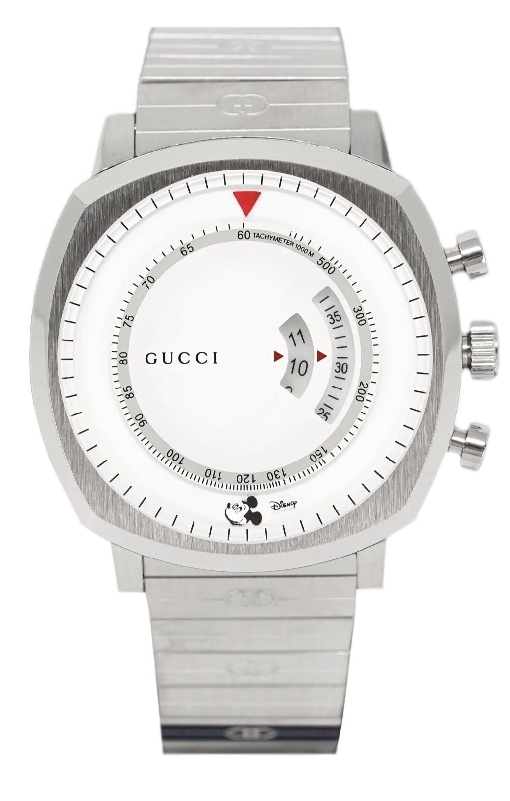  Shop Authentic Gucci Grip Chronograph Mickey Mouse White Dial Silver Steel Strap Watch For Men - YA157306 - Luxxuri