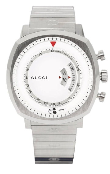  Shop Authentic Gucci Grip Chronograph Mickey Mouse White Dial Silver Steel Strap Watch For Men - YA157306 - Luxxuri