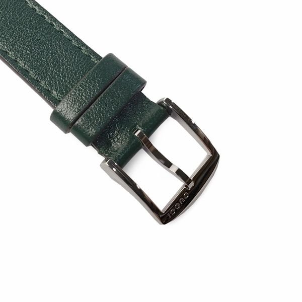  Shop Authentic Gucci Grip Quartz Silver Dial Green Leather Strap Unisex Watch - YA157406 - Luxxuri