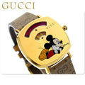  Shop Authentic Gucci Grip Disney Mickey Mouse Gold Dial Brown Leather Strap Watch For Women - YA157420 - Luxxuri