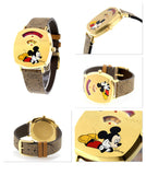  Shop Authentic Gucci Grip Disney Mickey Mouse Gold Dial Brown Leather Strap Watch For Women - YA157420 - Luxxuri