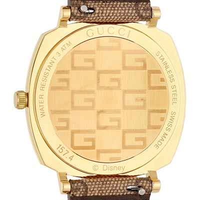  Shop Authentic Gucci Grip Disney Mickey Mouse Gold Dial Brown Leather Strap Watch For Women - YA157420 - Luxxuri