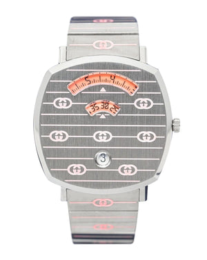  Shop Authentic Gucci Grip Quartz Silver Dial Silver Steel Strap Watch For Women - YA157438 - Luxxuri