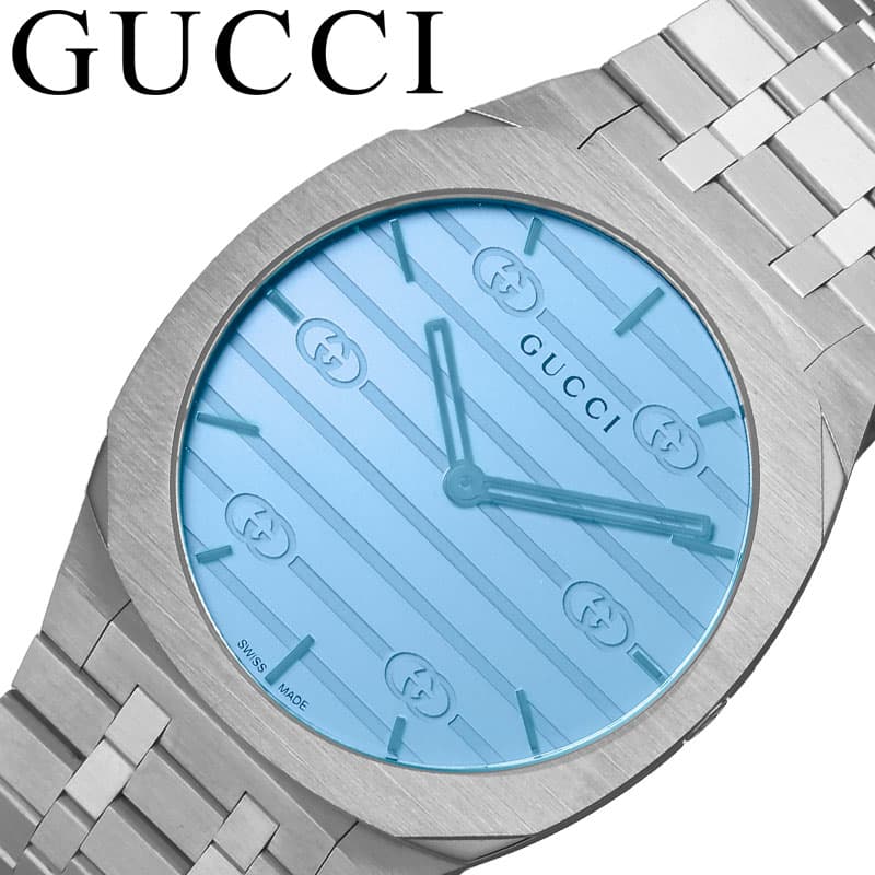  Shop Authentic Gucci 25H Quartz Blue Dial Silver Steel Strap Unisex Watch - YA163408 - Luxxuri