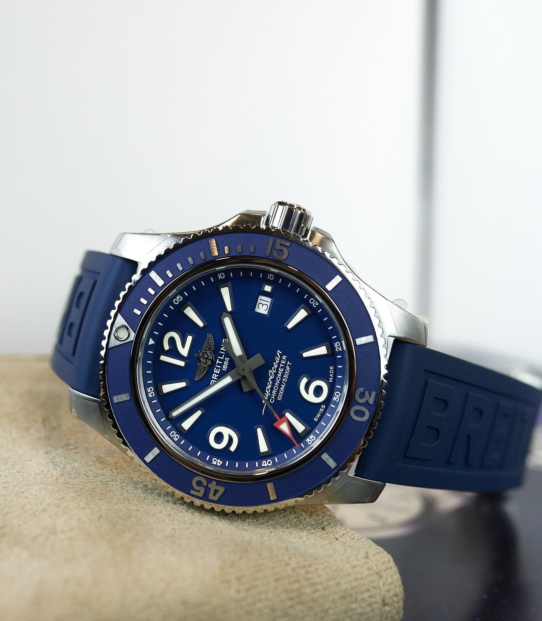  Shop Authentic Breitling Superocean 44mm Automatic Blue Dial Blue Rubber Strap Watch for Men - A17367D81C1S2 - Luxxuri