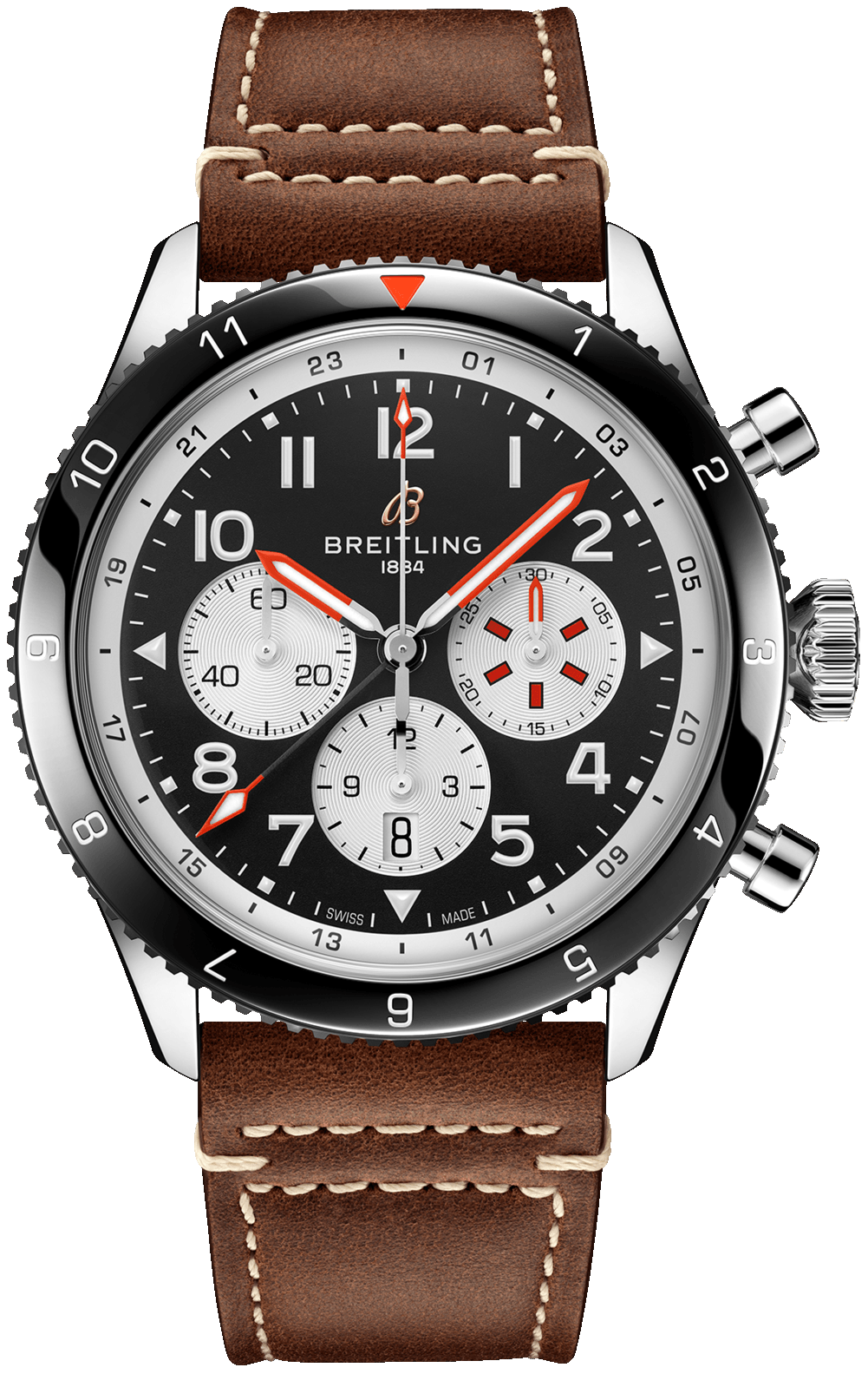  Shop Authentic Breitling Super Avi B04 Chronograph GMT 46 Mosquito Black Dial Brown Leather Strap Watch for Men - YB04451A1B1X1 - Luxxuri