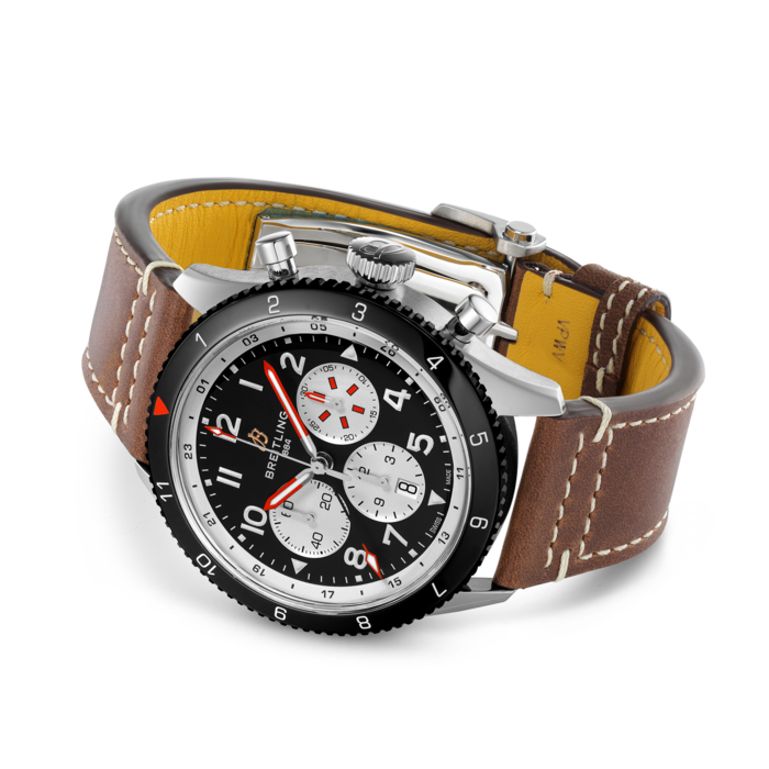  Shop Authentic Breitling Super Avi B04 Chronograph GMT 46 Mosquito Black Dial Brown Leather Strap Watch for Men - YB04451A1B1X1 - Luxxuri