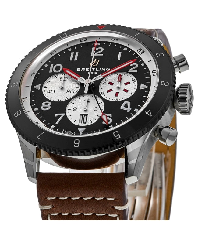  Shop Authentic Breitling Super Avi B04 Chronograph GMT 46 Mosquito Black Dial Brown Leather Strap Watch for Men - YB04451A1B1X1 - Luxxuri