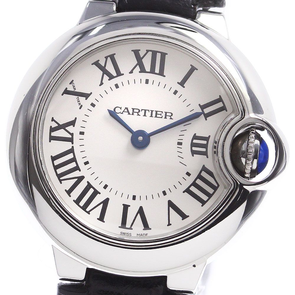  Shop Authentic Cartier Ballon Bleu Silver Dial Black Leather Strap Watch for Women - W69018Z4 - Luxxuri