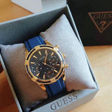  Shop Authentic Guess Catalina Blue Gold Tone Blue Silicone Strap Watch For Women - W0562L2 - Luxxuri