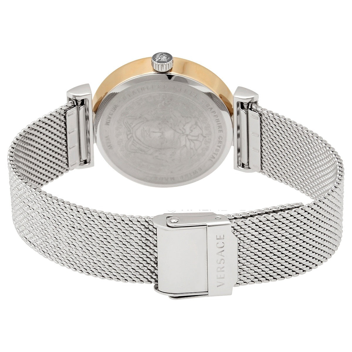 Versace Meander Blue Dial Silver Mesh Bracelet Watch for Women - VELW00520
