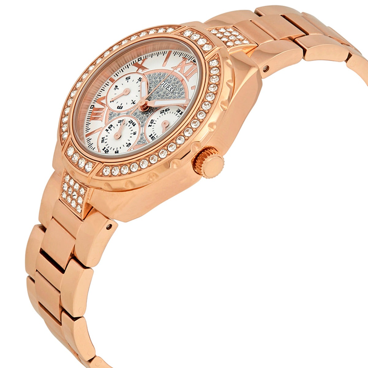  Shop Authentic Guess Viva Diamonds White Dial Rose Gold Steel Strap Watch for Women - W0111L3 - Luxxuri