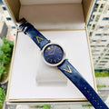  Shop Authentic Versace V-Twist Quartz Blue Dial Blue Leather Strap Watch for Women - VELS00119 - Luxxuri