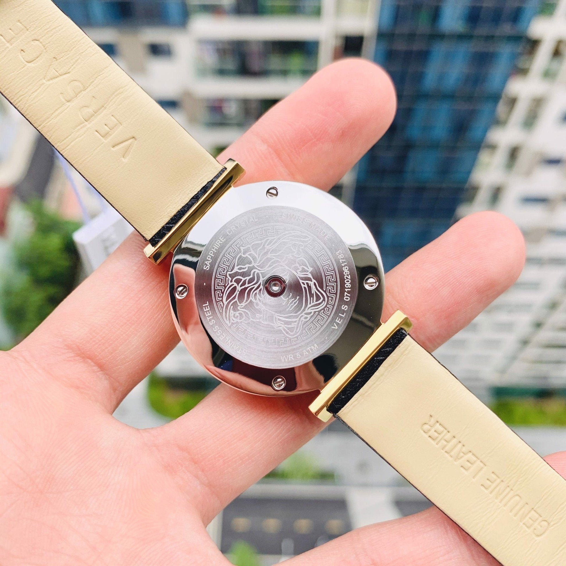  Shop Authentic Versace V-Twist Black Dial Black Leather Strap Watch for Women - VELS00619 - Luxxuri