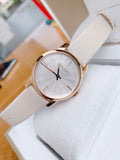  Shop Authentic Calvin Klein City Silver Dial White Leather Strap Watch for Women - K2G236X6 - Luxxuri