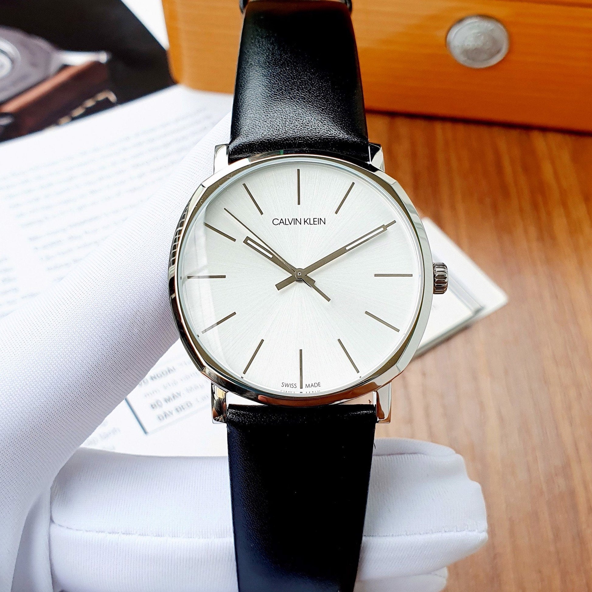  Shop Authentic Calvin Klein Posh Silver Dial Black Leather Strap Watch for Men - K8Q311C6 - Luxxuri