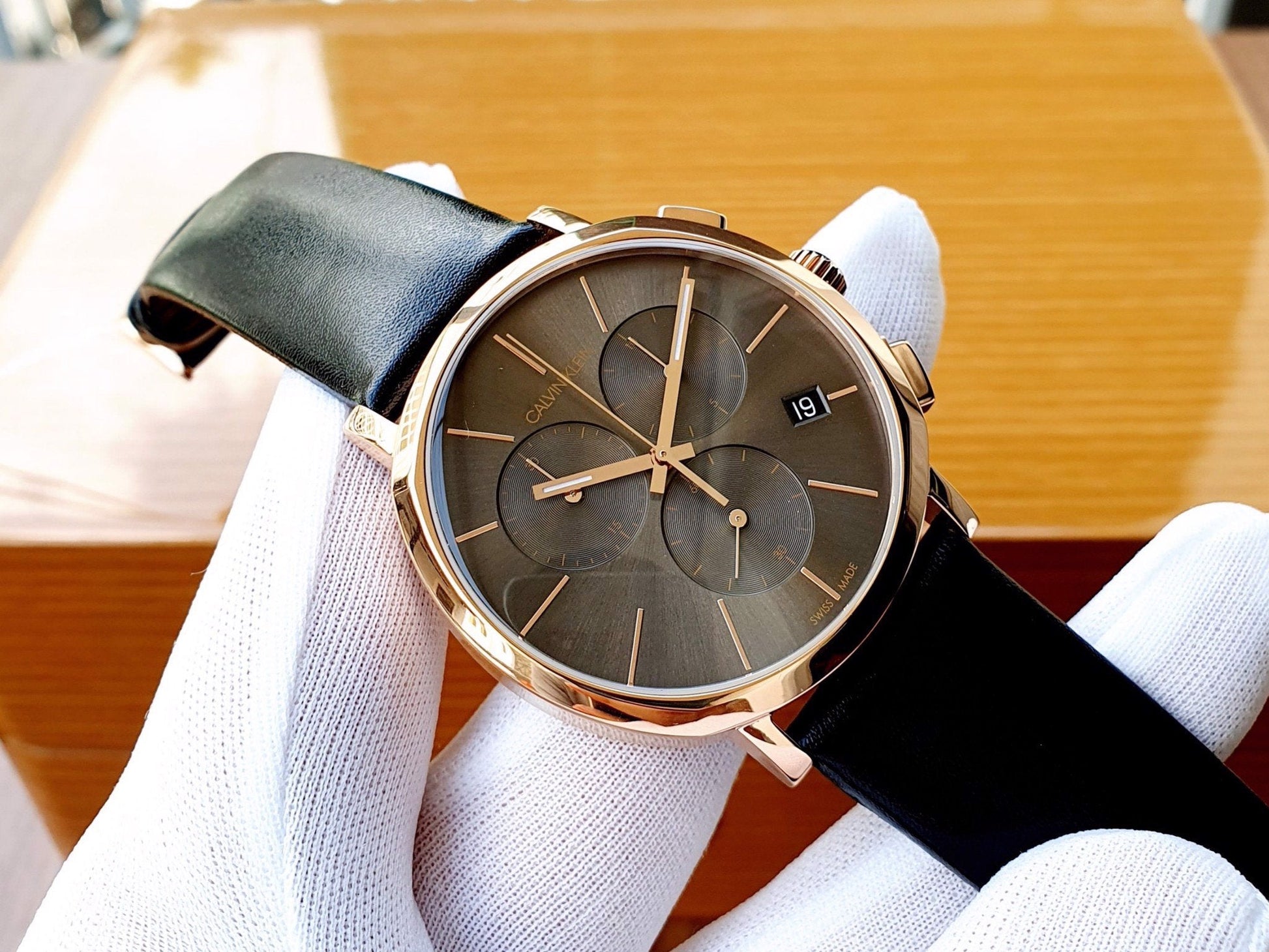  Shop Authentic Calvin Klein Posh Grey Dial Black Leather Strap Watch for Men - K8Q376C3 - Luxxuri