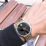  Shop Authentic Movado Veturi Quartz Black Dial Two Tone Steel Strap Watch for Men - 0606932 - Luxxuri