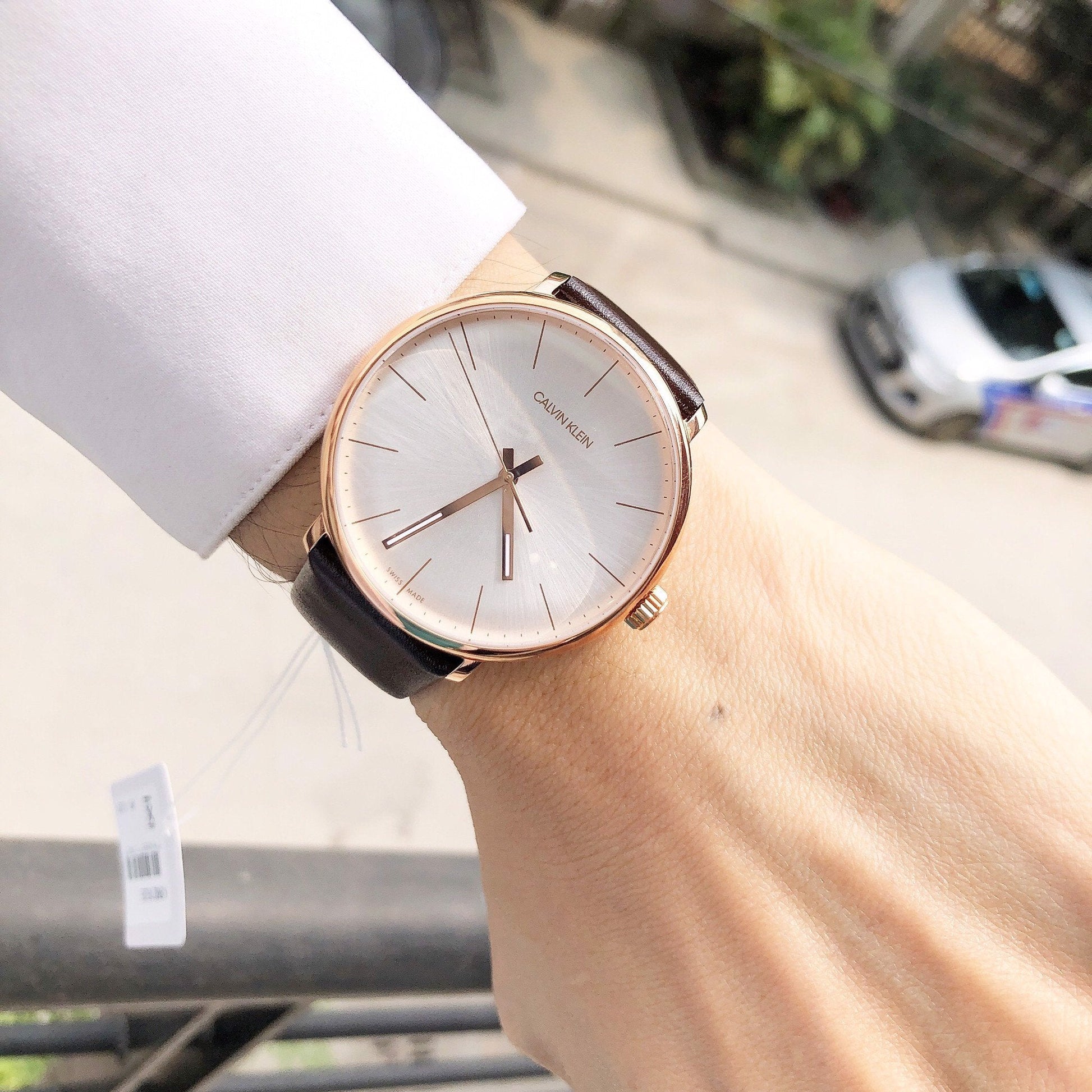  Shop Authentic Calvin Klein High Noon Silver Dial Brown Leather Strap Watch for Men - K8M216G6 - Luxxuri