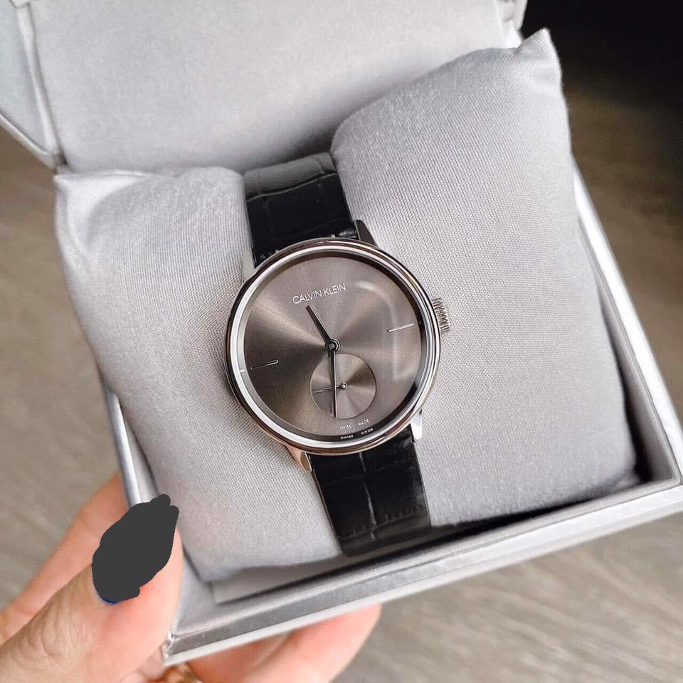  Shop Authentic Calvin Klein Accent Black Dial Black Leather Strap Watch for Women - K2Y231C3 - Luxxuri
