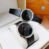  Shop Authentic Calvin Klein Minimal Diamonds Black Dial Black Leather Strap Watch for Men - K3M211CS - Luxxuri