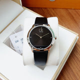  Shop Authentic Calvin Klein Minimal Diamonds Black Dial Black Leather Strap Watch for Men - K3M211CS - Luxxuri