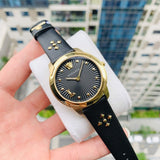  Shop Authentic Versace Audrey Quartz Black Dial Black Leather Strap Watch for Women - VELR00319 - Luxxuri