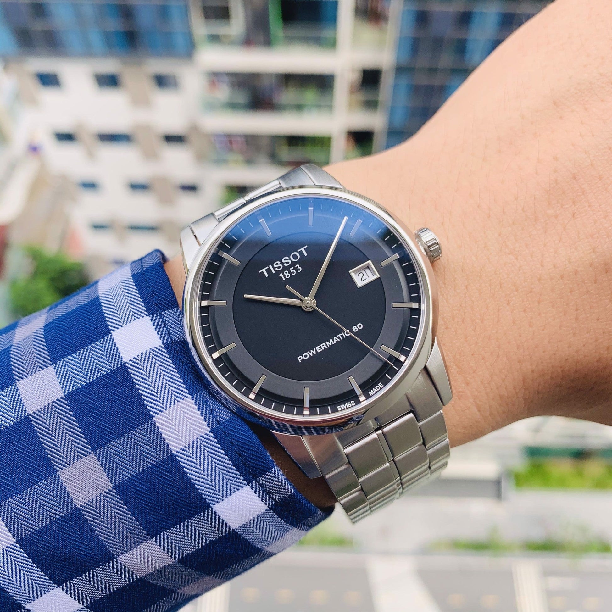  Shop Authentic Tissot Luxury Powermatic 80 Black Dial Silver Steel Strap Watch for Men - T086.407.11.201.02 - Luxxuri