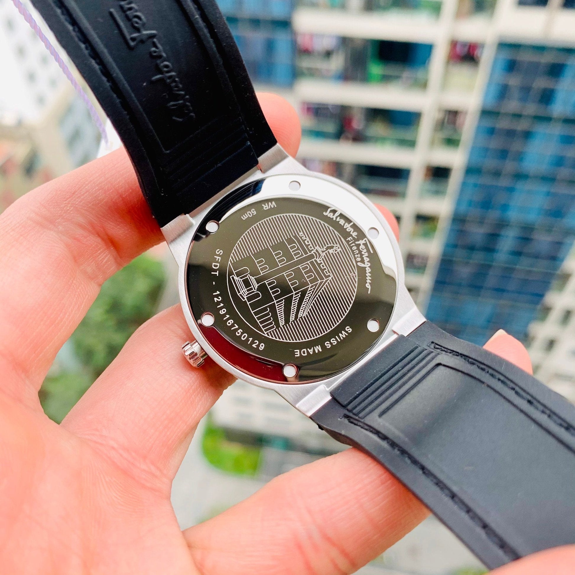  Shop Authentic Salvatore Ferragamo F-80 Black Dial Black Rubber Strap Watch For Men - SFHY01322 - Luxxuri