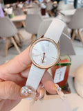  Shop Authentic Calvin Klein Accent Silver Dial White Leather Strap Watch for Women - K2Y236K6 - Luxxuri