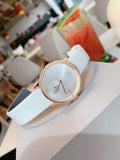  Shop Authentic Calvin Klein Accent Silver Dial White Leather Strap Watch for Women - K2Y216K6 - Luxxuri