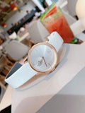  Shop Authentic Calvin Klein Accent Silver Dial White Leather Strap Watch for Women - K2Y236K6 - Luxxuri