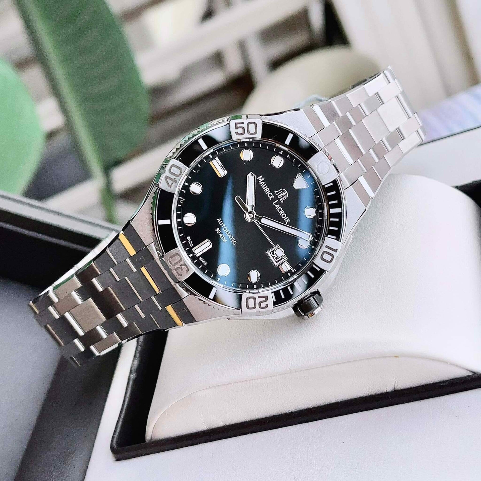  Shop Authentic Maurice Lacroix Aikon Venturer Black Dial Silver Steel Strap Watch for Men - AI6058-SS002-330-1 - Luxxuri