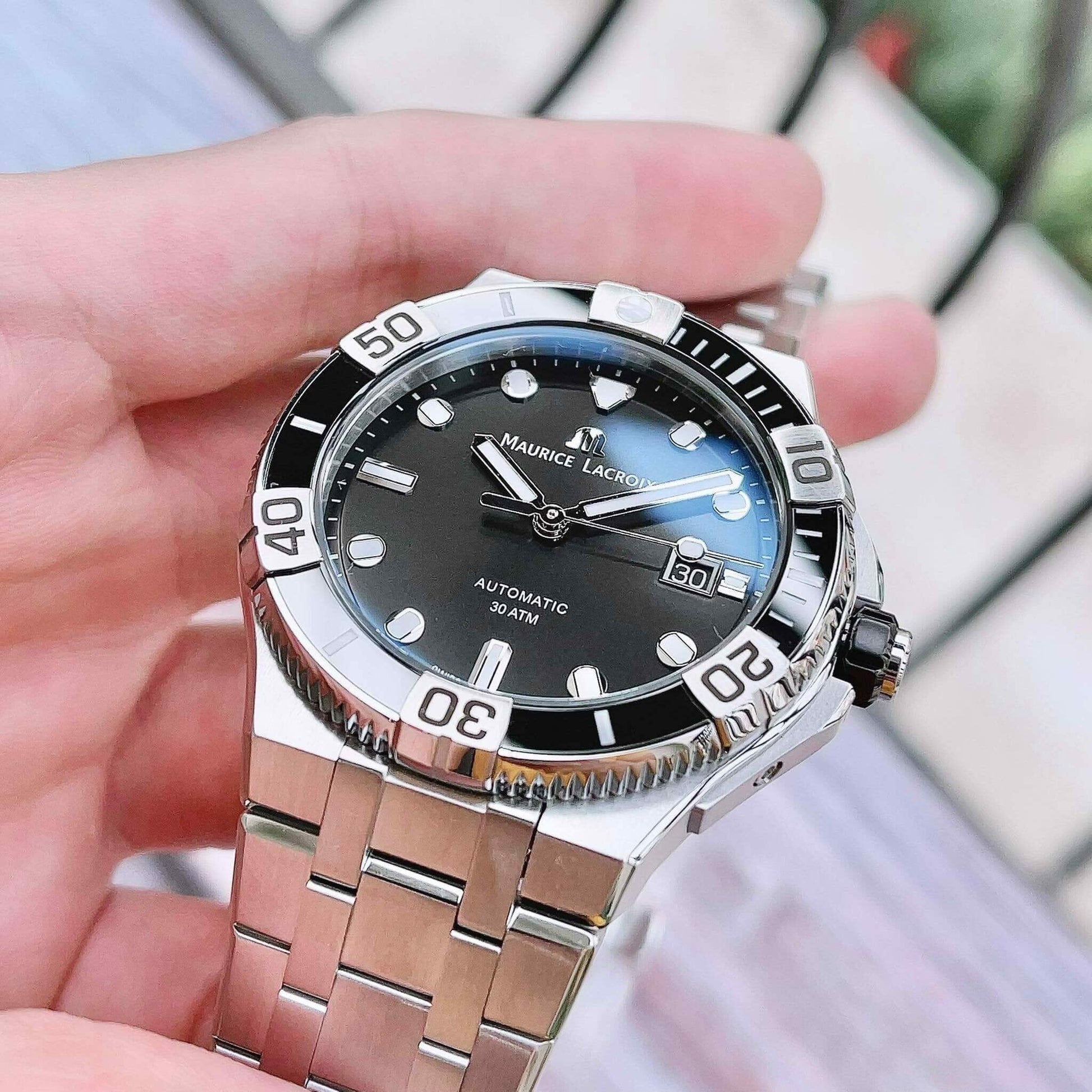  Shop Authentic Maurice Lacroix Aikon Venturer Black Dial Silver Steel Strap Watch for Men - AI6058-SS002-330-1 - Luxxuri