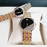  Shop Authentic Movado Veturi Quartz Black Dial Two Tone Steel Strap Watch for Women - 0606933 - Luxxuri